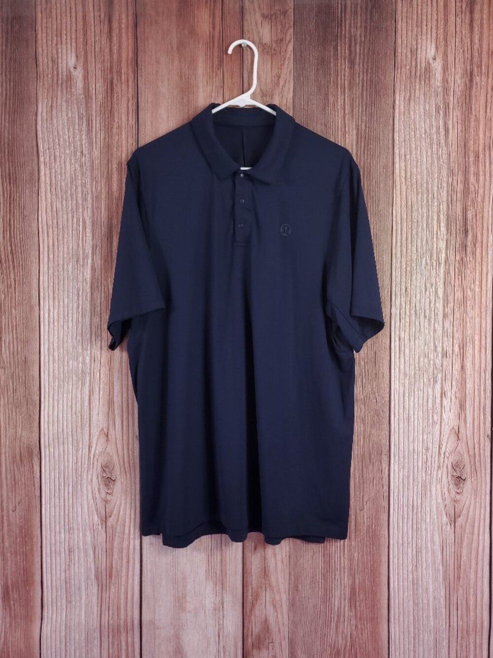 *READ* Lululemon Logo Sport Polo Shirt Mens Large Snap Performance Navy Blue